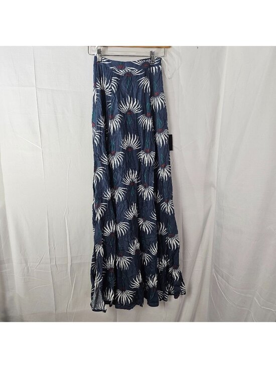 Lulus Dresses & Skirts - NWT Lulus Maxi Skirt Womens XXS Blue Floral Side Slits Full Length Elastic Waist
